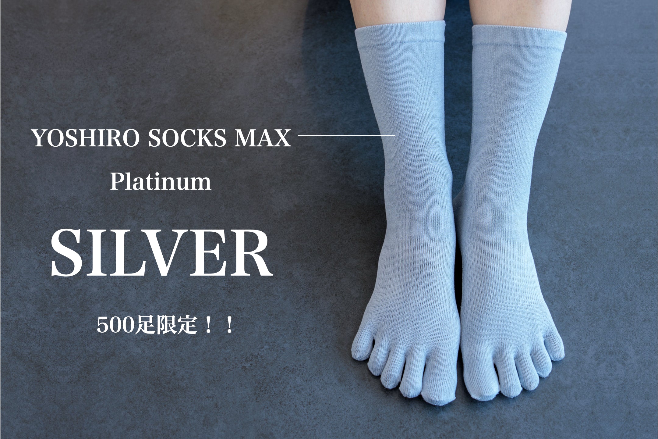 |限定500足|YOSHIRO SOCKS【MAX】|プラチナシルバー(Mサイズ)